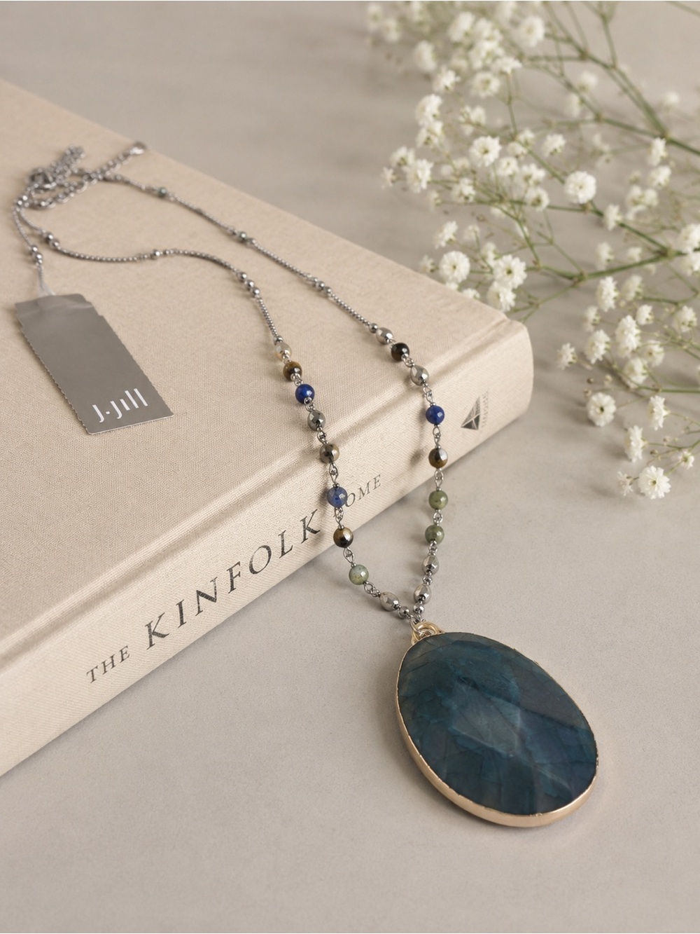 NWT J.Jill Teal Faceted Statement Pendant Necklace (BR1313/4)